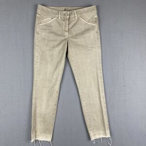 Luisa Cerano Cream Tan Denim Drop Hem Frayed Ankle Jeans Women Size 6 German